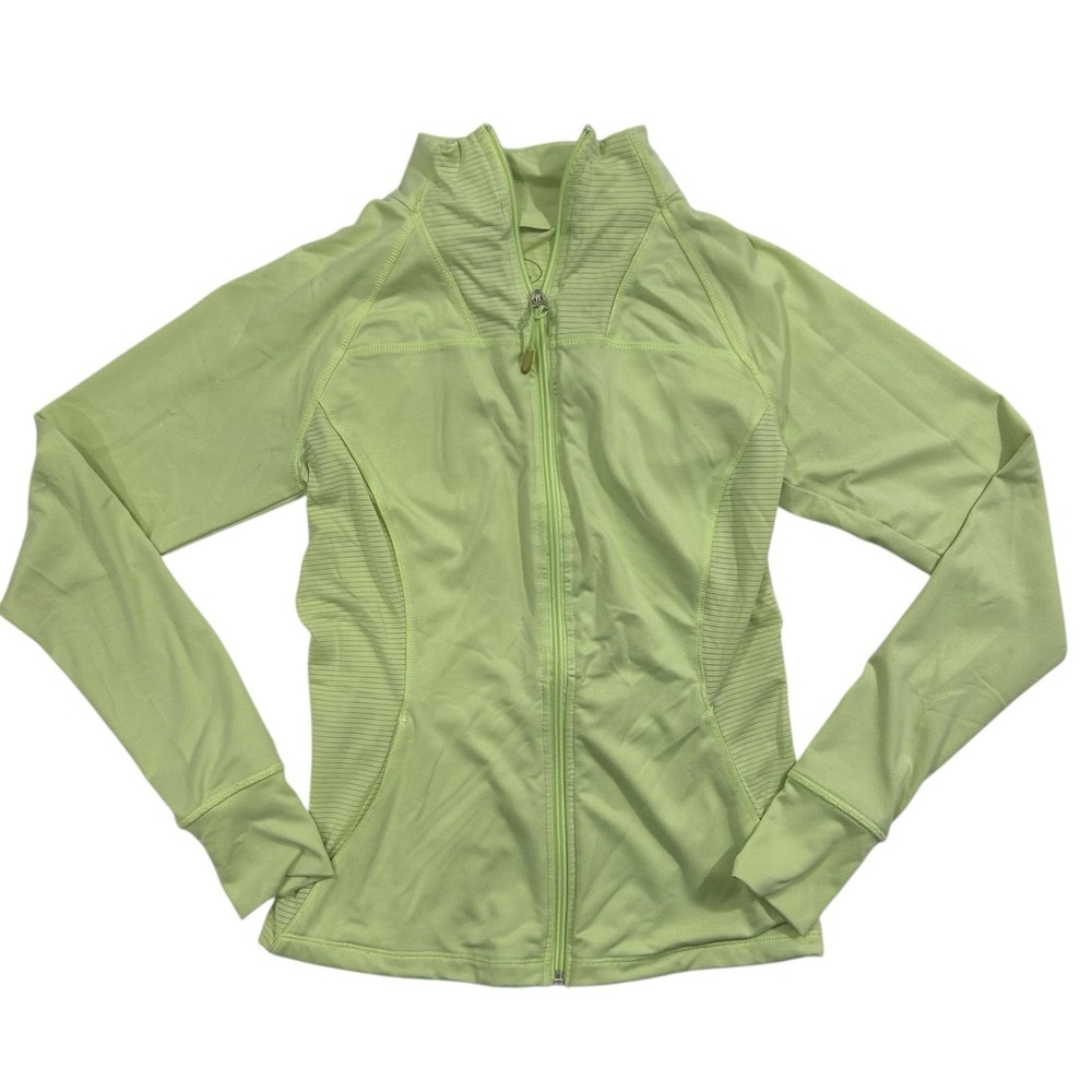 Tangerine Lemon/Lime Full Zip Athletic Jacket Top Full Zip Thumb Holes Size S